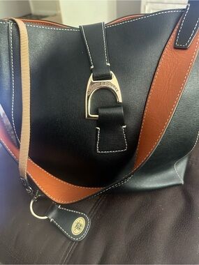 Dooney & Bourke Black Leather Tote Bag with Gold Hardware